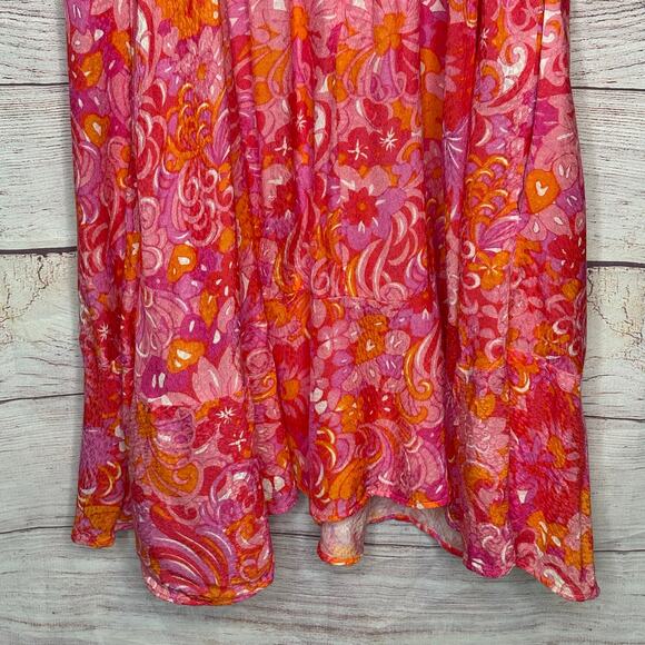 Ted Baker Pink Beth Floral Spring Square Neck Puff Sleeve Faux Wrap Mini Dress 4 - Picture 6 of 14